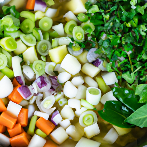 Fresh vegetables and herbs ready to be used in the Dutch oven soup recipe.